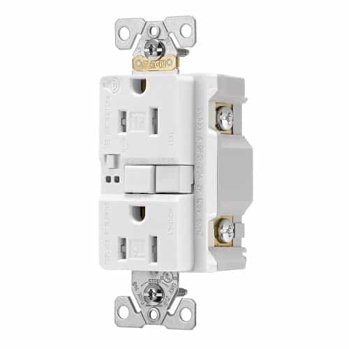 Eaton Wiring 15 Amp Tamper Resistant Duplex GFCI w/ Alarm & Mid-Size Wallplate, White