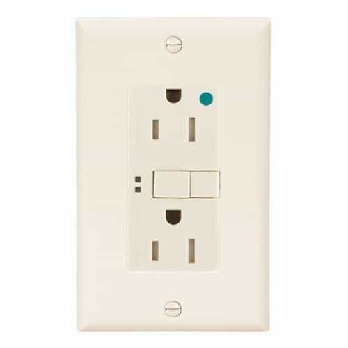 Eaton Wiring 20 Amp Tamper Resistant Hospital Grade GFCI Receptacle Outlet, Light Almond