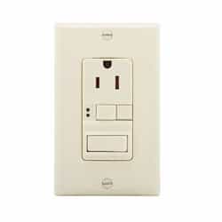 15 Amp Tamper Resistant GFCI Outlet/Switch Combination, Mid-Size, Almond