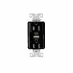Eaton Wiring 15 Amp Duplex Receptacle w/ USB AC Charger, Tamper Resistant, Black