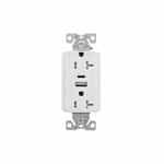 Eaton Wiring 20 Amp Duplex Receptacle w/ USB AC Charger, Tamper Resistant, White