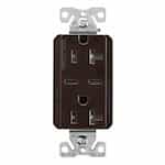 15 Amp Combination USB-C Charger w/ TR Duplex Receptacle, Brown