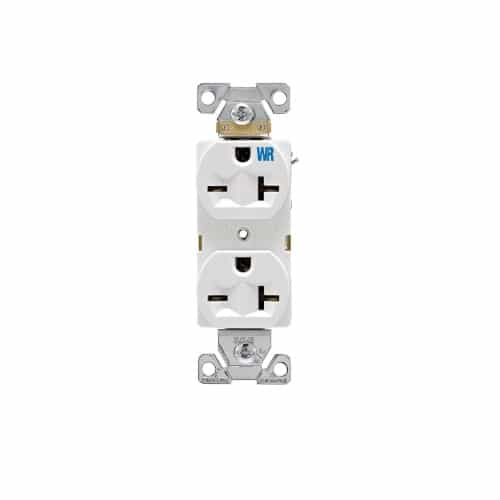 Eaton Wiring 20 Amp Duplex Receptacle, Construction Grade, NEMA 6-20R, White