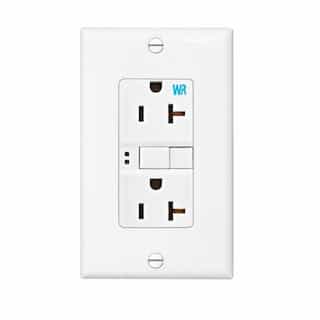 20 Amp Weather Resistant GFCI Receptacle Outlet, White