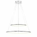 24-in 54W Round 2-Tier Pendant Chandelier, 120V, 2380 lm, 3000K, CHRM