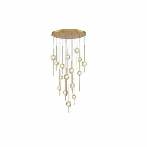 Eurofase 32-in 90W LED Chandelier, Dim, 120V, 3800 lm, 3000K, Brass