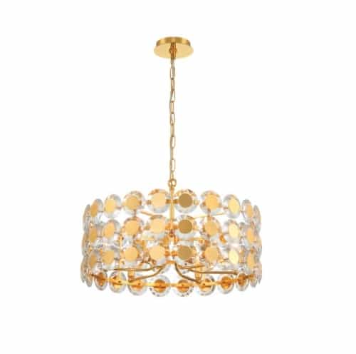 Eurofase 23-in 240W Perrene Chandelier, 6-Light, E12, 120V, Gold