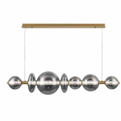 Eurofase 56-in 46W Atomo LED Chandelier, 7-Light, 120V, 3000K, Gold/Smoke