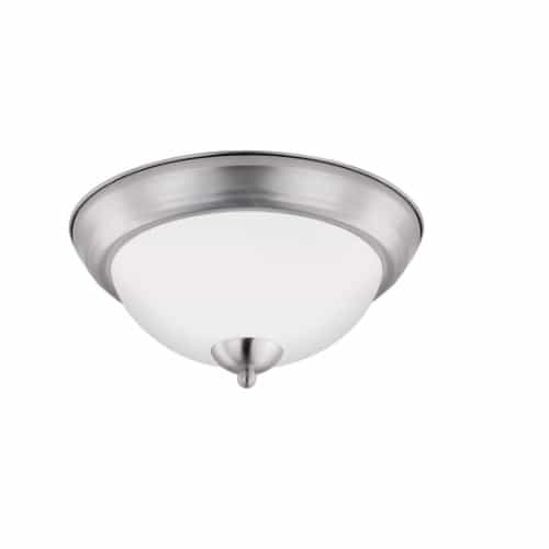 Euri Lighting 11-in 11W LED Flush Mount Ceiling Light w/Acid-Etched Glass, 900lm, 3000K, Brushed Nickel