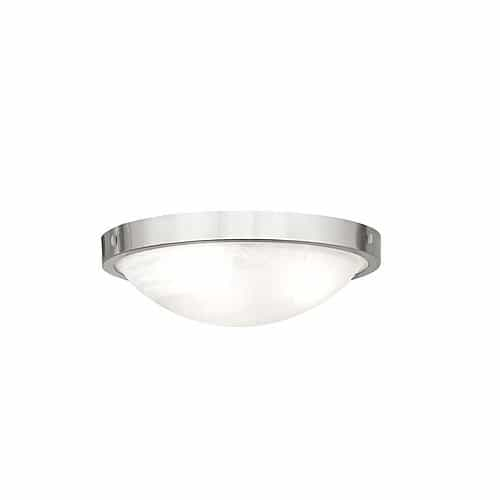 Euri Lighting 12-in 19W LED Flush Mount Ceiling Light w/Alabaster Glass, 1500 lm, 3000K, Brushed Nickel