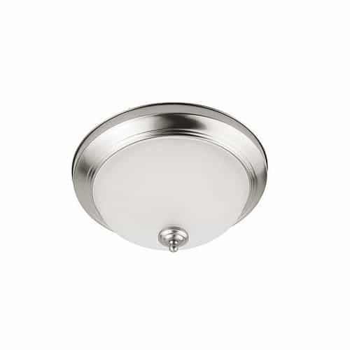 Euri Lighting 11-in 11W LED Flush Mount Ceiling Light w/Acid-Etched Glass, 900lm, 3000K, Brushed Nickel