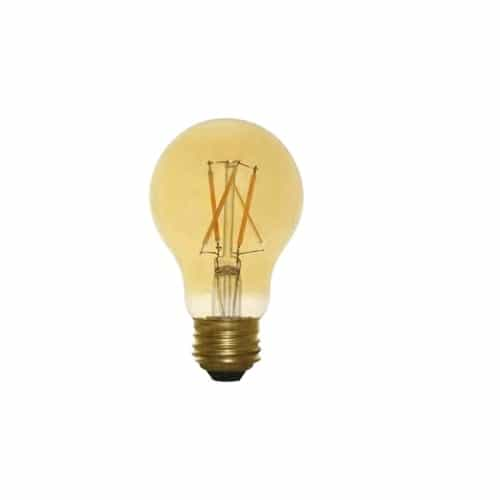 Euri Lighting 7W LED A19 Filament Bulb, Amber Glass, Dimmable, E26, 670 lm, 120V, 2400K