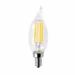 2.5W LED CA10 Flame Tip Chandelier Bulb, Dim, E12, 120V, 2700K, Clear