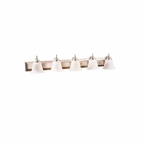 HomEnhancements Dallas Vanity Fixture, 5-Light, White Glass, Brushed Nickel