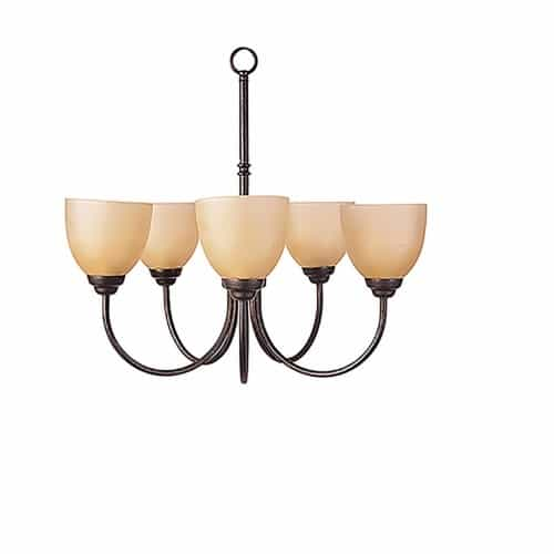 HomEnhancements 60W Laredo Chandelier, 5-Light, Tea Stain Glass, Oil Rubbed Bronze