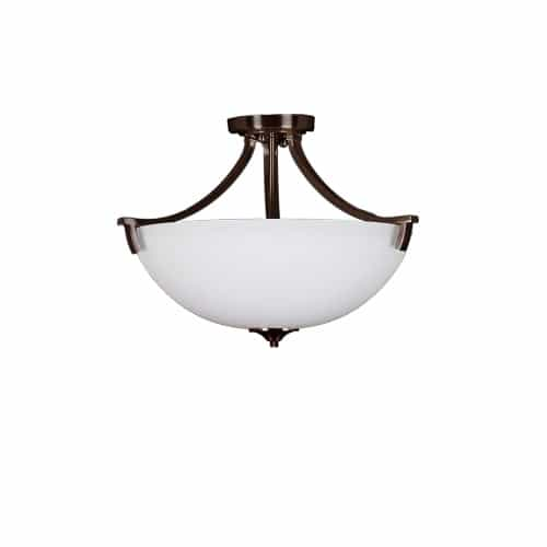 HomEnhancements 60W Victoria Semi Flush, 3-Light, White Glass, Oil Rubbed Bronze