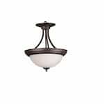 HomEnhancements 60W Semi-Flush Mount, 3-Light, White Glass, Oil Rubbed Bronze