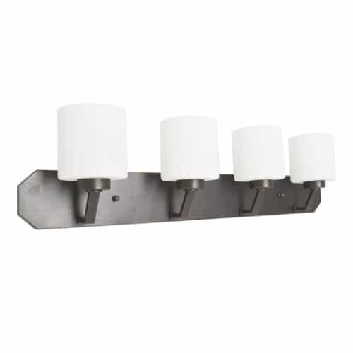 HomEnhancements 60W Paris Vanity, 4-Light, White Cylinder Glass, Oil Rubbed Bronze