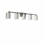 60W Sonora Vanity Light, 5-Light, Clear & White Glass, Brushed Nickel