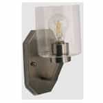 HomEnhancements 60W Paris Vanity, 1-Light, Clear Cylinder Glass, Brushed Nickel