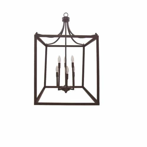 HomEnhancements 60W Square Cage Entry Fixture, 6-Light, E12, Oil Rubbed Bronze