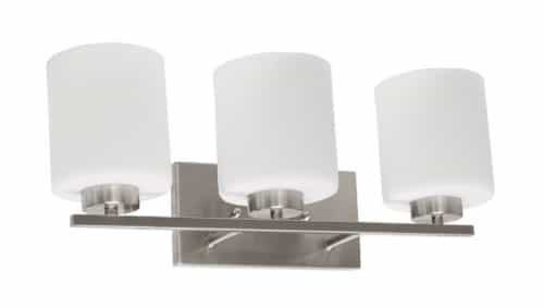 HomEnhancements 60W Vanity Light w/ White Glass, 3 Lights, Brushed Nickel