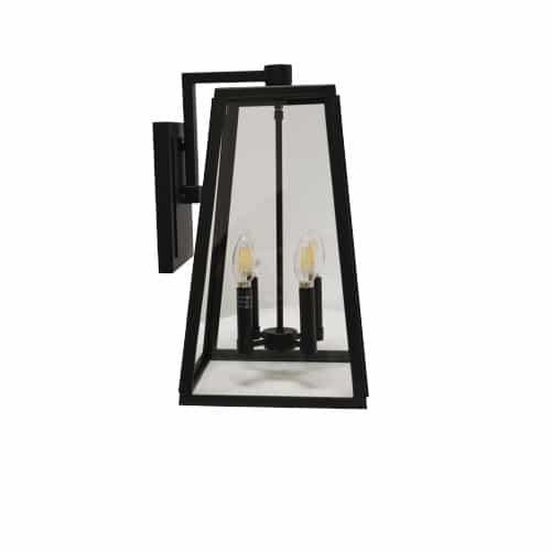 HomEnhancements Trapezoid Coach Light, Large, 4-Light, Clear Glass, Matte Black