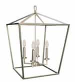 60W Open Cage Pendant Light, 4 Light, Brushed Nickel