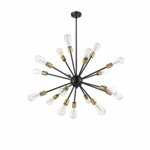 Vivio Odyssey Sputnik LED Chandelier, Sphere, 18-Light, Matte Black/Gold