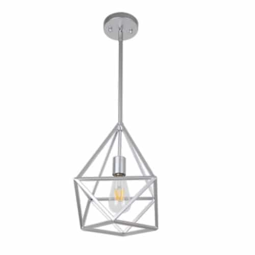 Vivio Vega Pendant Light, 1-Light, Geometric Open Cage, Polished Silver