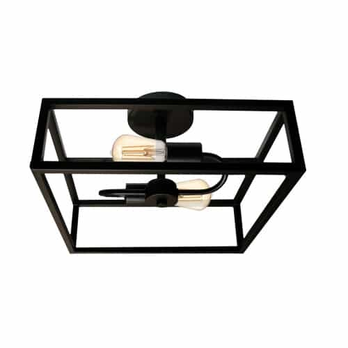 Vivio Harold Semi Flush Mount Light, 2-Light, Open Square, Matte Black 