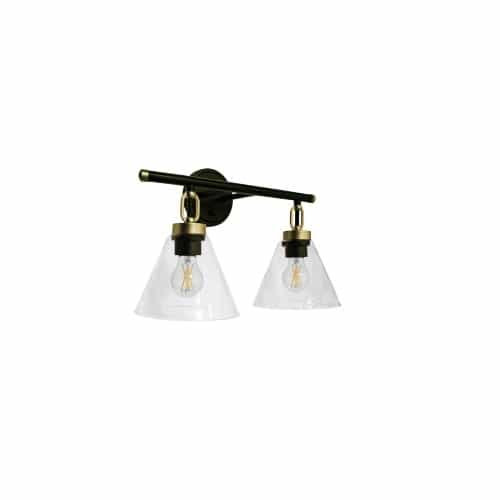 Vivio Siene Vanity Light w/ Clear Glass, 2-Light, E26, 120V, Black/Gold