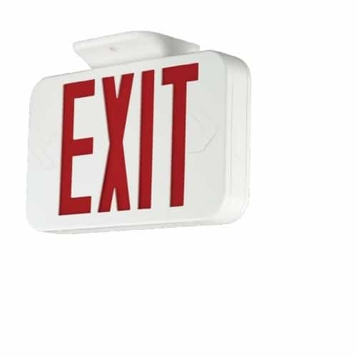 ILP Lighting Exit Sign w SD Battery Backup, Two Sided, 120V/277V, Red/White