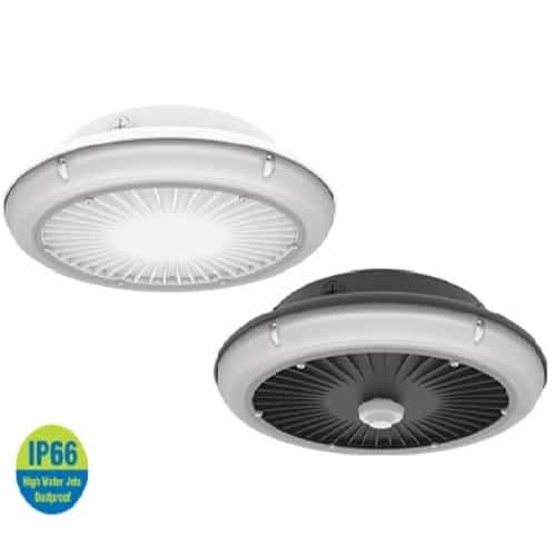 ILP Lighting 40W UFO Parking Garage Fixture, Wide, 120V-277V, 3000K, Silver