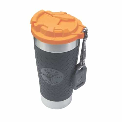 Klein Tools 20 oz. Insulated Tumbler w/ Flip-Top Lid, Black/Orange