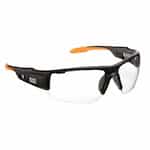 Professional Protective Eyewear Glasses, Black & Orange Frame, Clear Lens