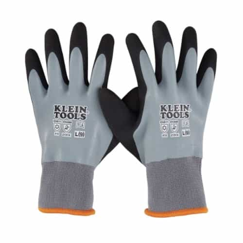 Klein Tools Thermal Dipped Gloves, Gray, Large