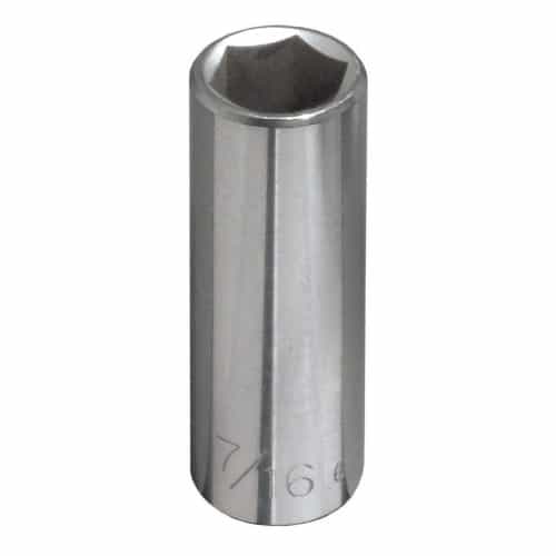 Klein Tools 7/16-in Deep 6 Point Socket, 1/4-in Drive