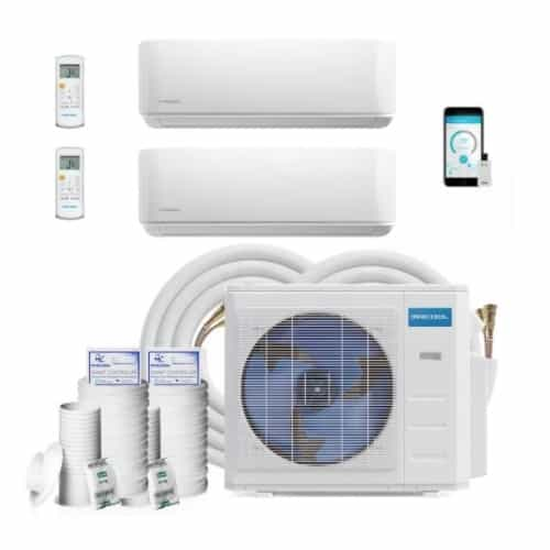 MrCool 24000 BTU/H Ductless Mini Split System, 2-Zone, (2) 75-ft Kit, 1000 Sq Ft, 21 Amps, 230V