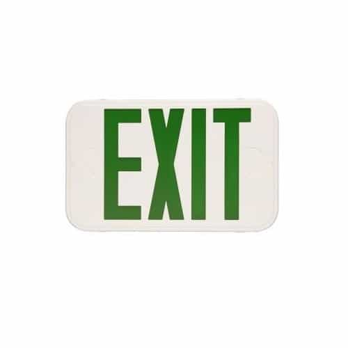 MaxLite 1.43W/1.51W LED Thin Exit Light w/ Green Letters, 120V-277V, White