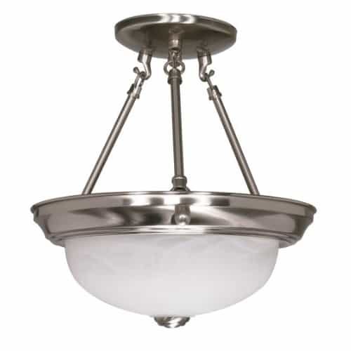 Nuvo  11" 2-Light Semi-Flush Mount Ceiling Light, Brushed Nickel