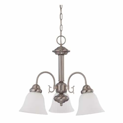 Nuvo 60W Ballerina 20" Chandelier w/ Frosted White Glass, Brushed Nickel