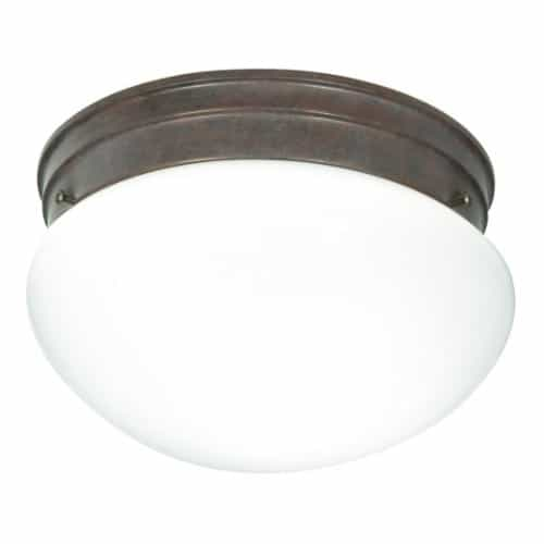 Nuvo 10" 2-Light Flush Mount Light Fixture, Old Bronze, White Glass