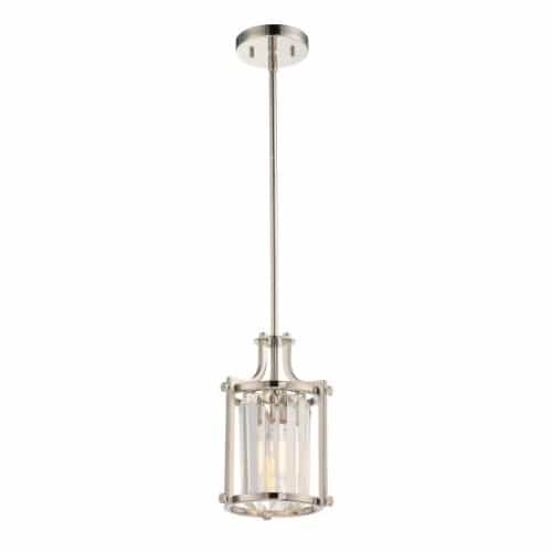 Nuvo Krys Crystal Mini Pendant Light Fixture, Polished Nickel