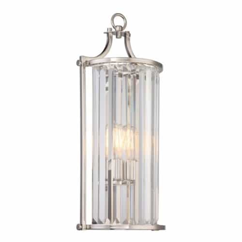 Nuvo Krys Long Crystal Wall Sconce, Polished Nickel