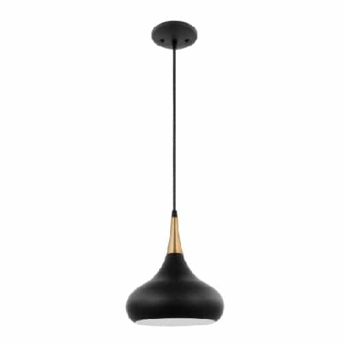 Nuvo 60W Phoenix Pendant, Small, 120V, Black/Burnished Brass