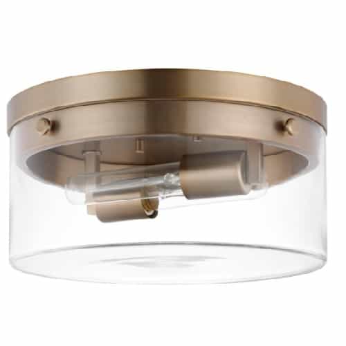 Nuvo 60W Intersection Flush Mount, Medium, 120V, Clear Glass/Burnished Brass