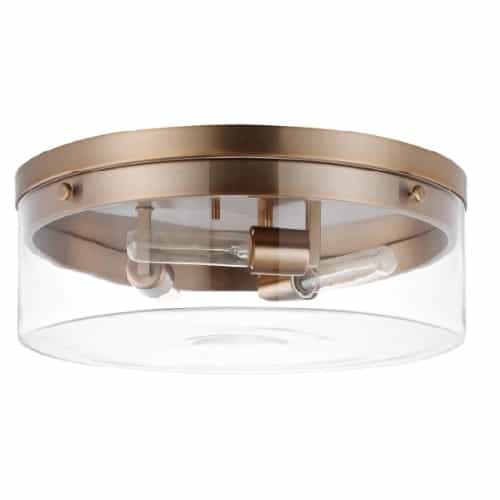 Nuvo 60W Intersection Flush Mount, Large, 120V, Clear Glass/Burnished Brass