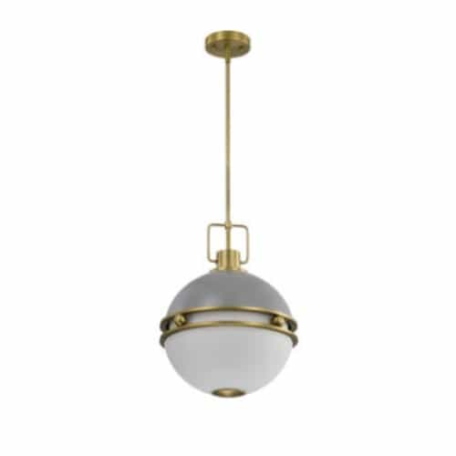 Nuvo 14-in Everton Pendant Fixture w/o Bulbs, 2-Light, Matte Gray/Brass