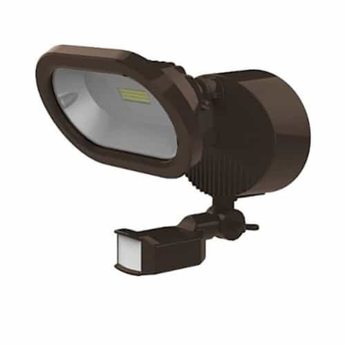 Nuvo 14W LED Security Flood Light w/ Motion Sensor, Single Head, Bronze, 4000K